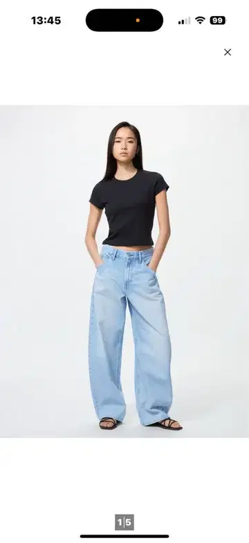 UNIQLO 배기 데님 사이즈 21