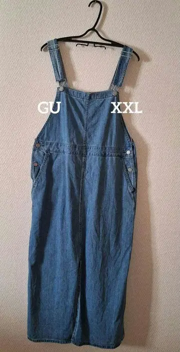 GU 데님 프론트 슬릿 오버롤 스커트
