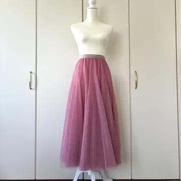 택 포함 새상품 핑크 얇은 명주 스커트 플레어 스커트 앱와이어 자라