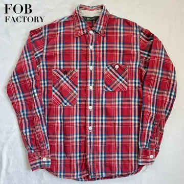 FOB FACTORY 워크 셔츠 체크 무늬 M 린넨 혼방 일본제