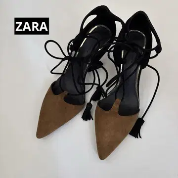 ZARA 브라운 x 블랙 스틸레토 하이힐 새상품
