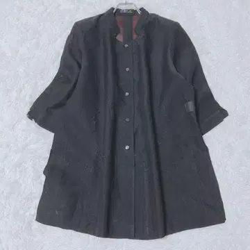 창작 베니 아우터 블랙 코트 버튼 여성용 자켓 어깨 패드 실크