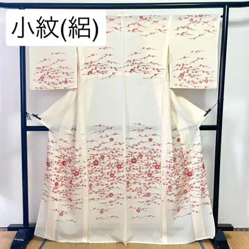[코몬/명주] 아이보리 크림색 꽃 기모노 여름 아이템 여름 기모노 한여름