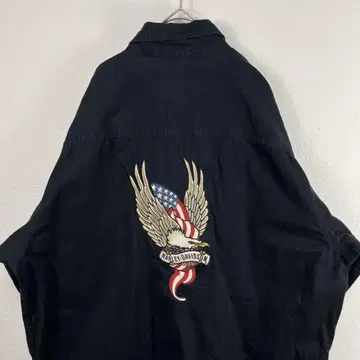 USA 구제 의류 할리 데이비슨 셔츠 블랙