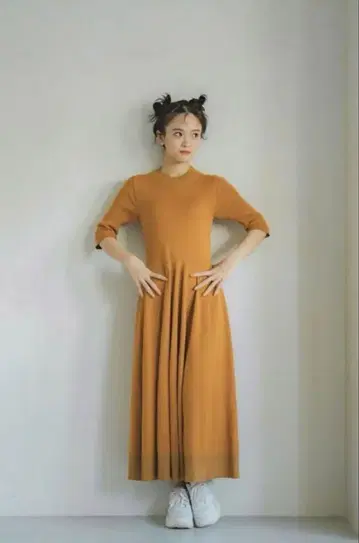 pinue 플레어 원피스 오렌지