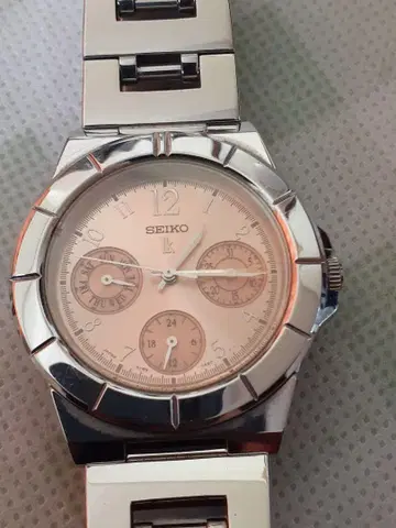 SEIKO 실버 아날로그 손목시계 크로노그래프