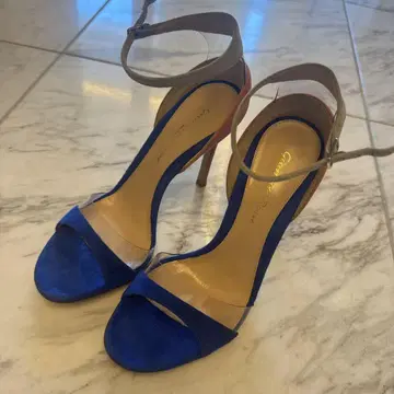gianvito rossi 파랑 핑크 스웨이드 하이힐 앵클 스트랩