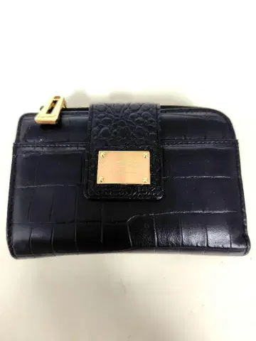 LEATHER JEWELS 반지갑 천연 가죽 악어 엠보싱 블랙