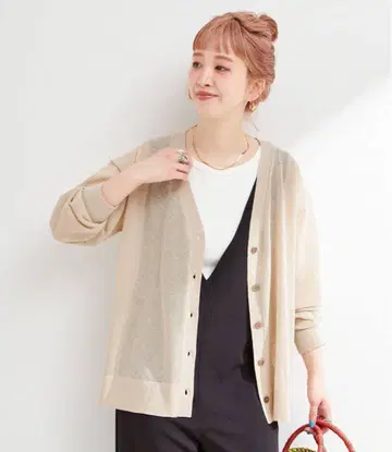B.C STOCK 린넨 혼방 시어 가디건 베이지