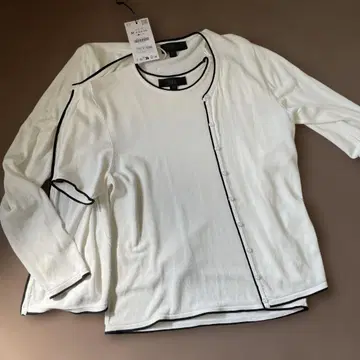 ZARA 파이핑 시 니트 자켓 상의 앙상블 바이컬러