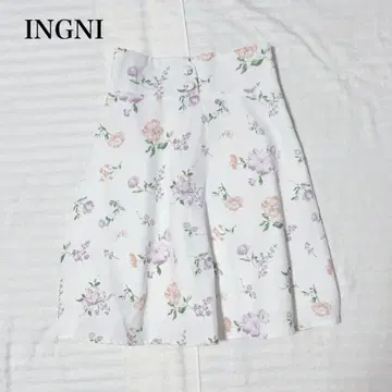 잉그 플레어 스커트 무릎 기장 꽃무늬 페미닌 A라인 플라워 고급 워셔블