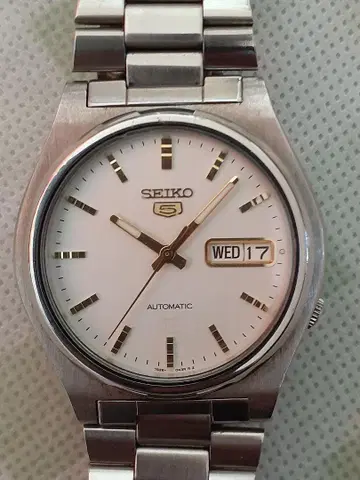 SEIKO 5 오토매틱 손목시계 화이트