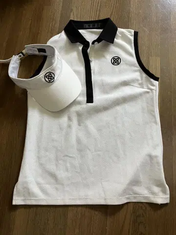 GFORE 화이트 슬리브리스 폴로 셔츠 바이저 포함 정품 일본제