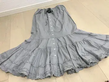 미사용 잉게보그 피코 프릴 플레어 스커트 그레이