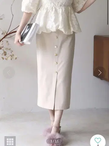 로얄 파티 멀티 버튼 타이트 스커트