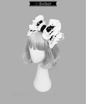 DimMoire 새상품 특대형 리본 머리띠 [Black&White]