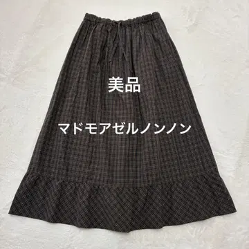 [새상품급] Mademoiselle NON NON 체크 롱 스커트