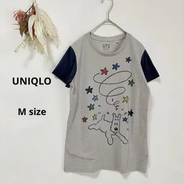 유니클로 UNIQLO 땡땡 UT 티셔츠 M 반팔 그레이 TINTIN