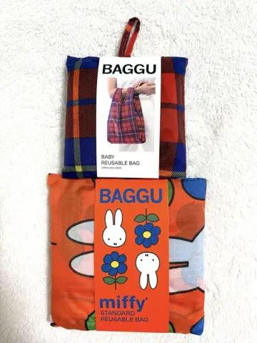BAGGU 타탄 체크 레드 miffy 에코백 세트