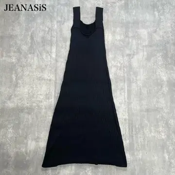 지나시스 [ F ] 롱 니트 원피스 A라인 플레어 리브 슬리브리스