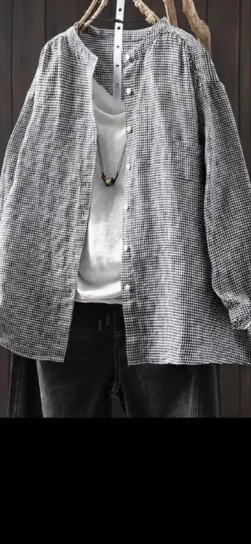 린넨 100% 체크 셔츠