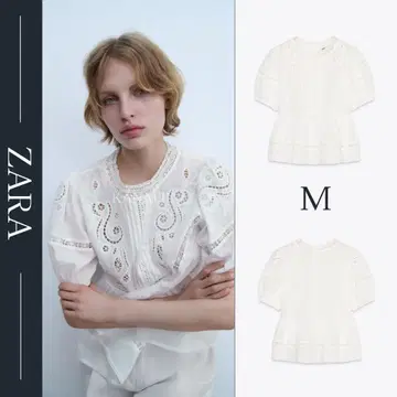 ZARA 자라 ZW 컬렉션 로맨틱 자수 블라우스 M