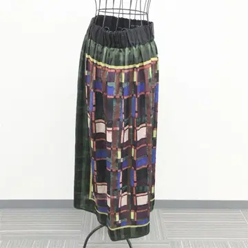 에테르니테두소와 롱 스커트 S 멀티 컬러 허리밴딩 개성