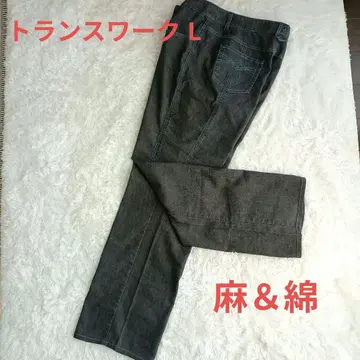 [ 새상품급 ] 데님풍 팬츠 린넨 면 린넨 스티치 3L 경량 세탁 가능