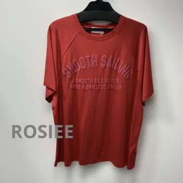 ROSIEE 프린트 시어 래글런 티셔츠 레드