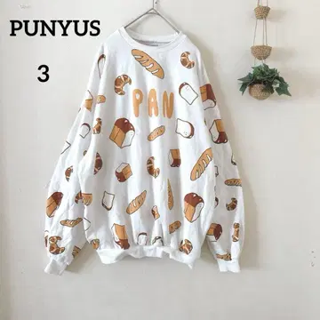 PUNYUS 푸뉴즈 빵 패턴 트레이닝복 맨투맨 L 화이트 올 패턴