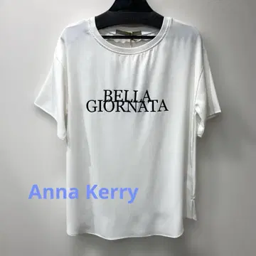 Anna Kerry 로고 프린트 데님 티셔츠 화이트