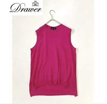 Drawer 드로어 슬리브리스 니트 핑크 자수