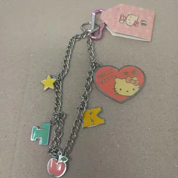 레어 헬로키티 카라비너 체인 하트 사과 키체인