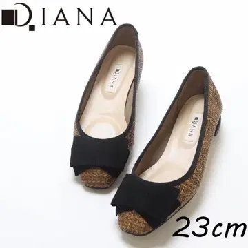 B7283 다이애나 라탄 스웨이드 리본 청키힐 펌프스 23cm