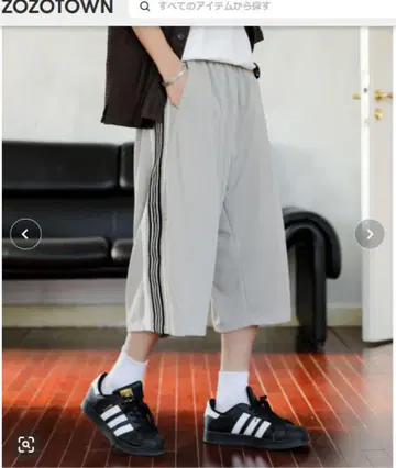 루즈 실루엣 라인 저리 버뮤다 하프 와이드 팬츠