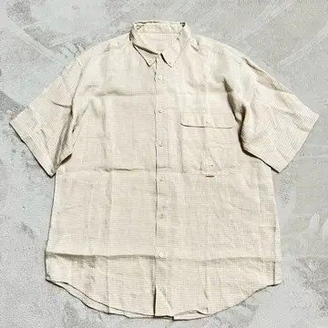 린넨 100% Papas 파파스 반팔 셔츠 일본제 R-7838