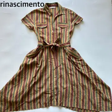 rinascimento 이탈리아제 롱 셔츠 원피스 리본 스트라이프