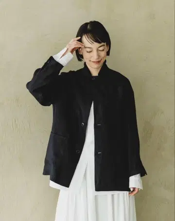 프렌치 린넨 테일러드 자켓 카구레 북유럽 생활용품점 블랙 M