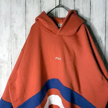 FILA 휠라 트리코 멀티 컬러 자수 후드티 빅 루즈 L