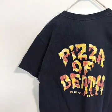 레어 피자 패턴 WANIMA PIZZA OF DEATH 티셔츠 블랙