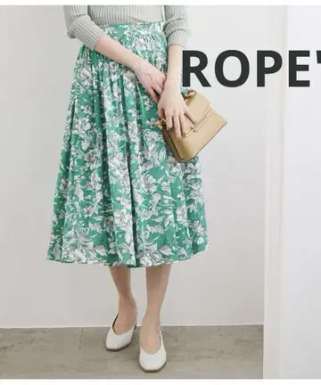 ROPE' 로페 플라워 프린트 새틴 개더 스커트 36
