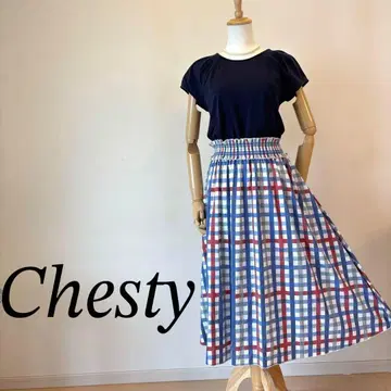무료배송 Chesty 체스티 도킹 원피스 체크 무늬 블루