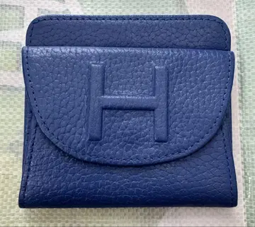 H 로고 블루 가죽 코인 케이스