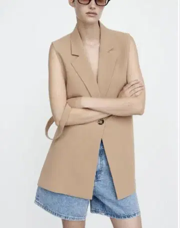 ZARA 슬릿 베스트 베이지