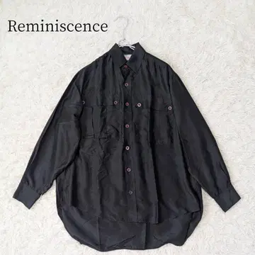 REMINISCENCE 남성용 긴팔 셔츠 [실크 100%] 블랙 빈티지