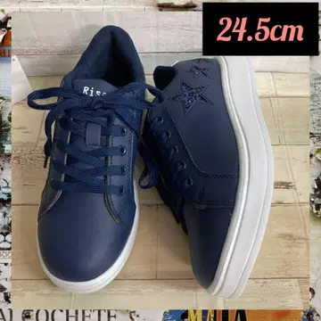 24.5cm 새상품 여성용 세련된 스니커즈 라메 초경량 네이비 컬러