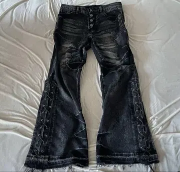 Python lace flare denim