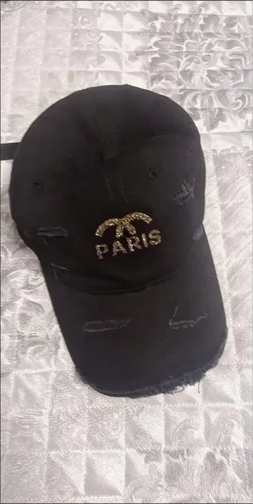 PARIS 비쥬 자수 블랙 야구 모자 블랙