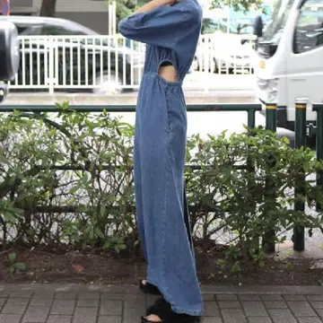 사이드 오픈 데님 원피스
