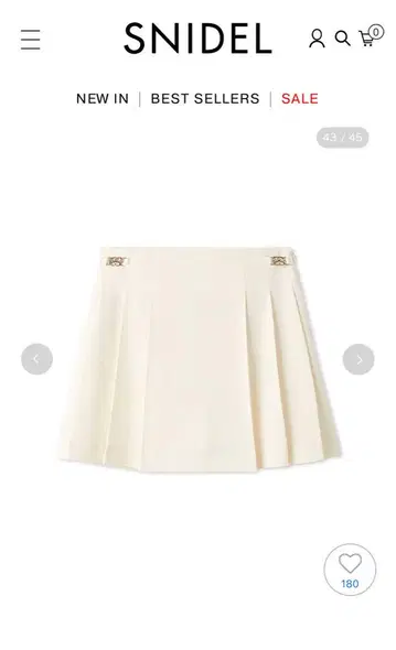 snidel 플리츠 미니 스커트 숏 팬츠 아이보리 0 사이즈